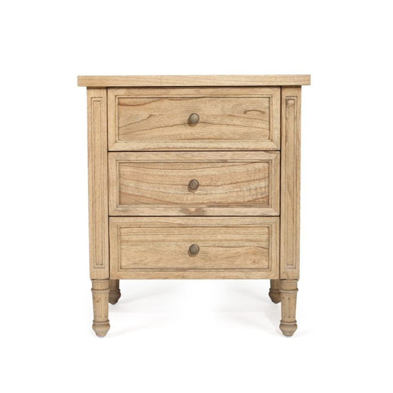 BEDSIDE TABLE | Hamptons 3 drawer weathered oak by Cranmore Home & Co.