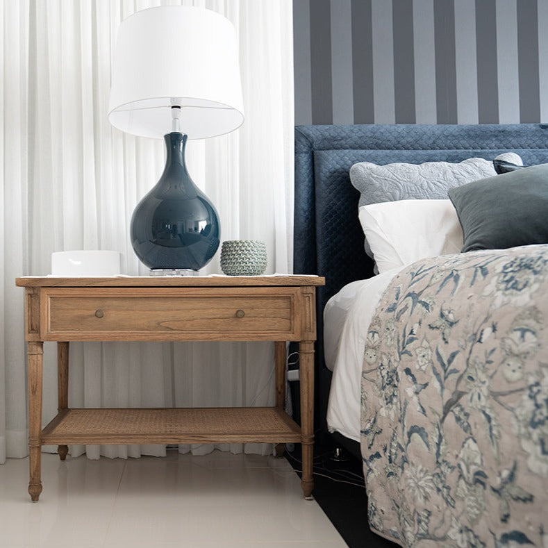 BEDSIDE TABLE | Cane (wide) weathered oak by Cranmore Home & Co.