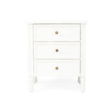 BEDSIDE TABLE | Hamptons 3 drawer white gloss by Cranmore Home & Co.