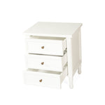 BEDSIDE TABLE | Hamptons 3 drawer white gloss by Cranmore Home & Co.