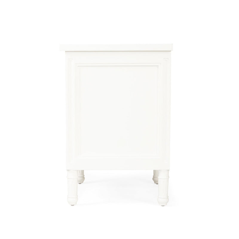 BEDSIDE TABLE | Hamptons 3 drawer white gloss by Cranmore Home & Co.