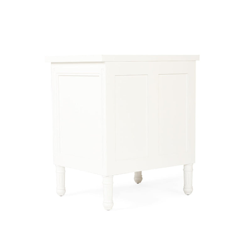 BEDSIDE TABLE | Hamptons 3 drawer white gloss by Cranmore Home & Co.