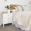 BEDSIDE TABLE | Hamptons 3 drawer white gloss by Cranmore Home & Co.