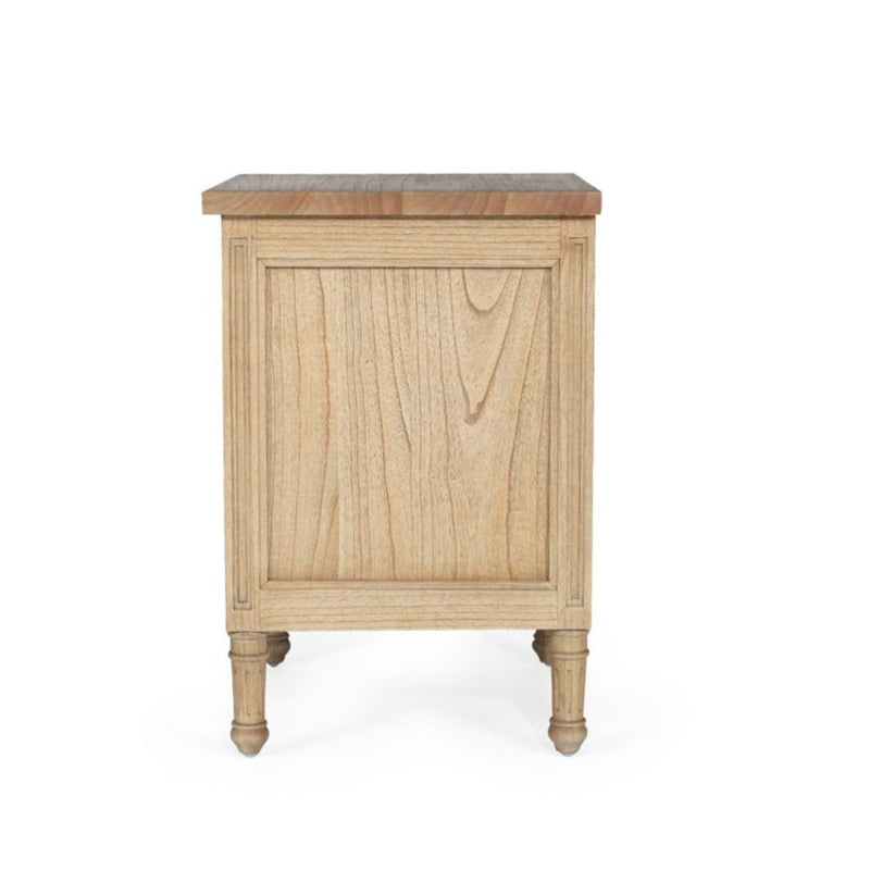 BEDSIDE TABLE | Hamptons 3 drawer white gloss by Cranmore Home & Co.