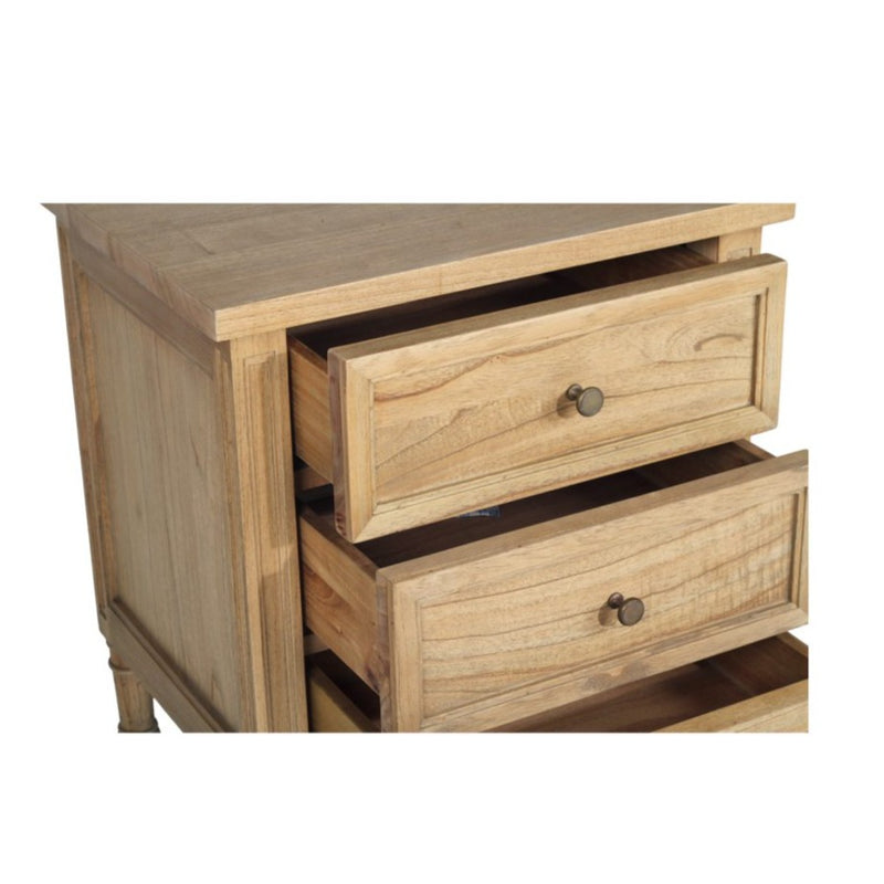 BEDSIDE TABLE | Hamptons 3 drawer weathered oak by Cranmore Home & Co.