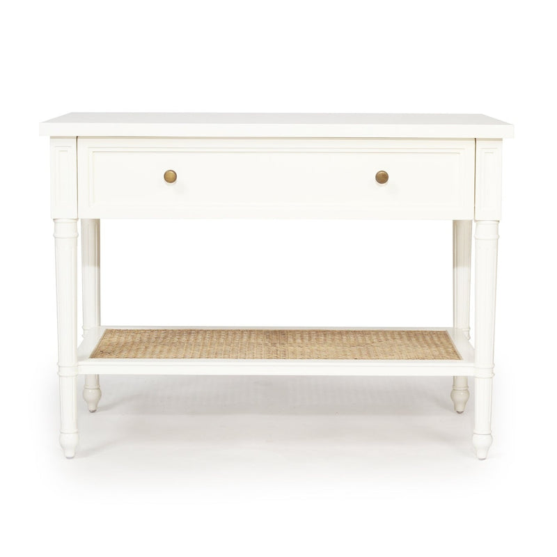 BEDSIDE TABLE | Cane (wide) white by Cranmore Home & Co.