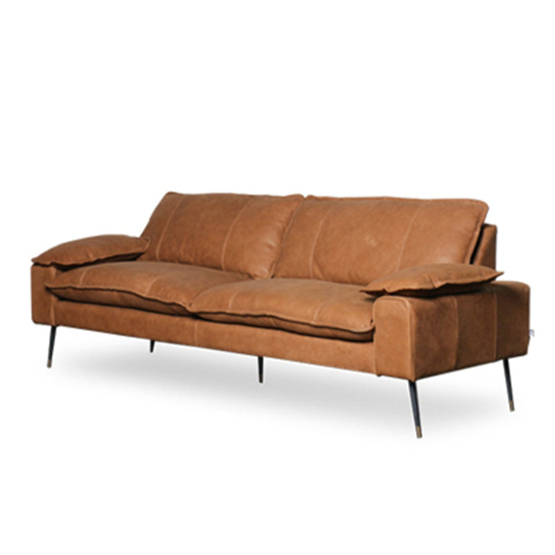 Retro tan on sale leather sofa