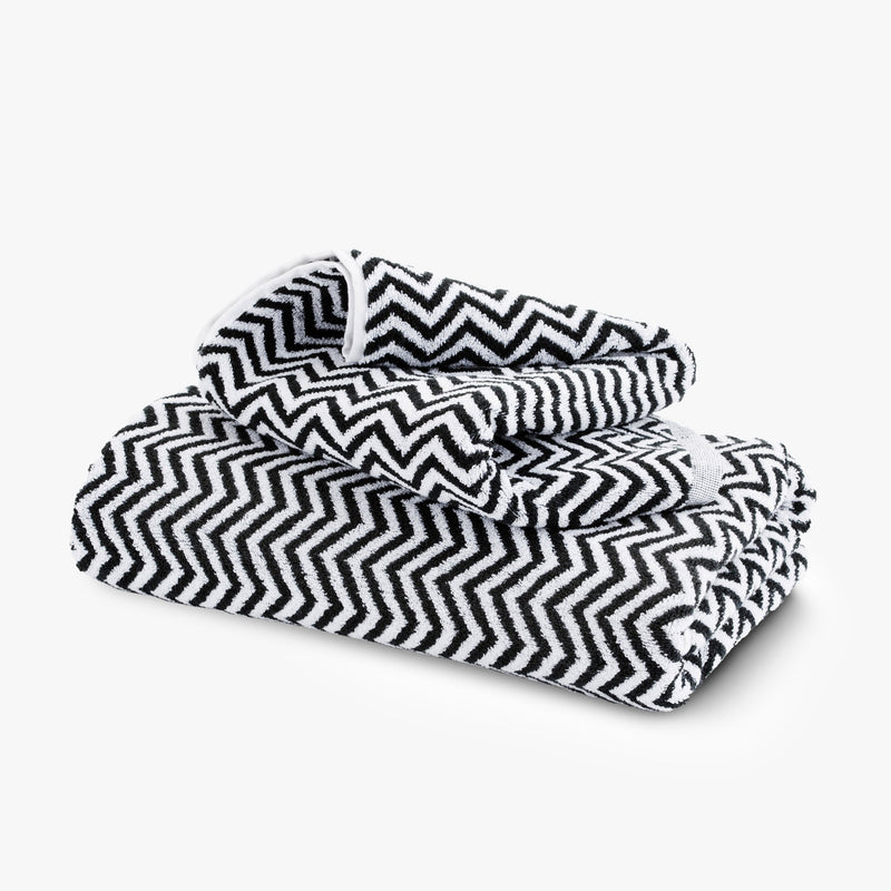 BATH TOWEL | Herringbone Black & White by L & M Home